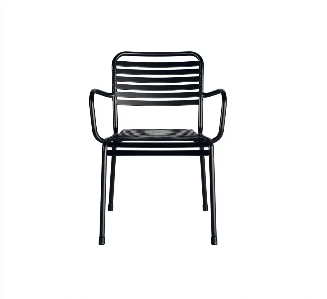 Silla de jardín - metal - 54x57x84 cm - negro - con reposabrazos apilable de diseño moderno-Nestleure