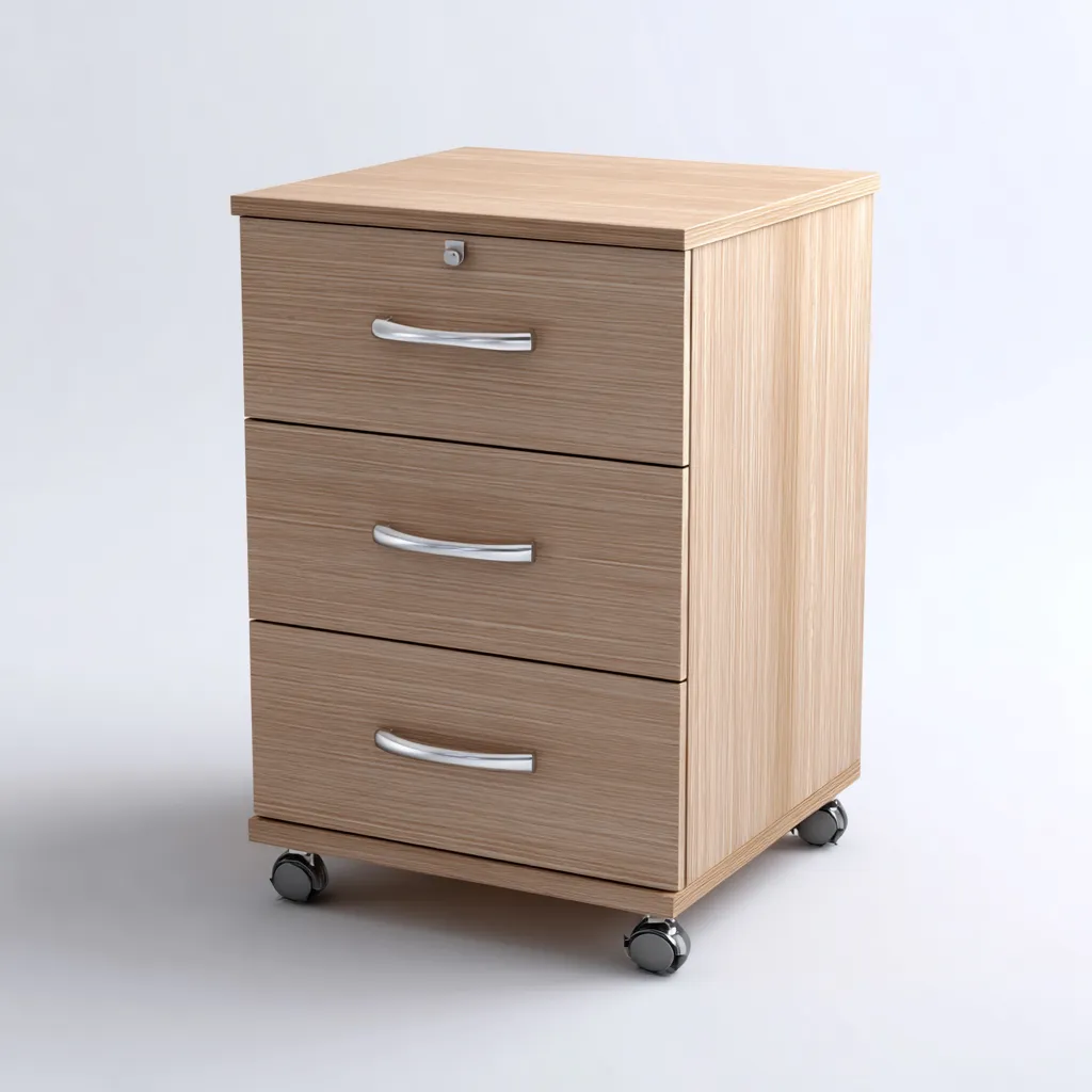 Archivador - madera - 40x35x65 cm - roble claro - estilo moderno con ruedas para oficina y hogar-Nestleure