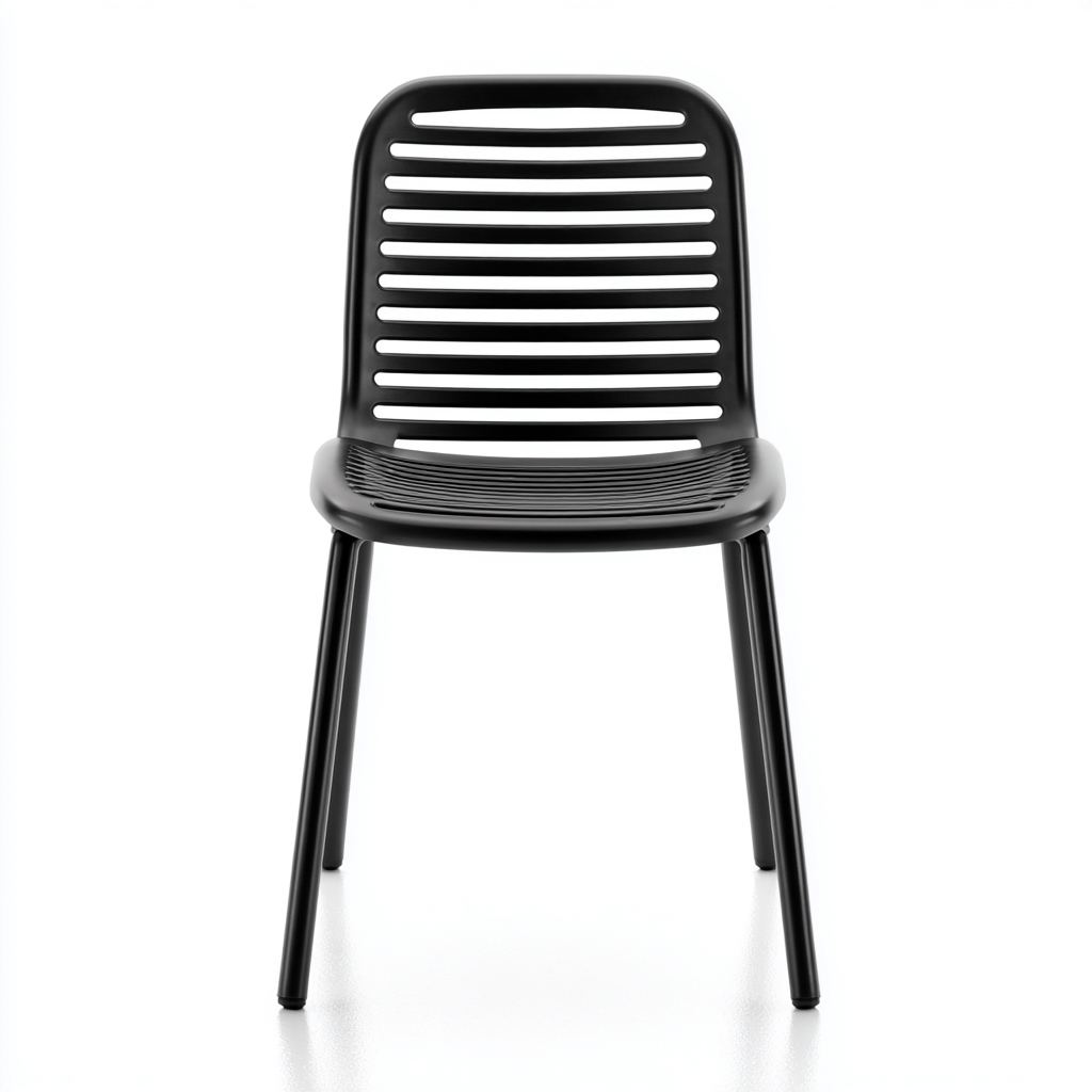 Silla de jardín - plástico - 49x54x81 cm - negro - con respaldo de lamas horizontales-Nestleure