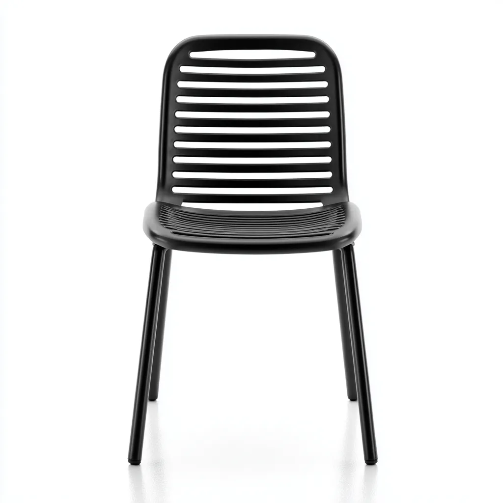 Silla de jardín - plástico - 49x54x81 cm - negro - con respaldo de lamas horizontales-Nestleure