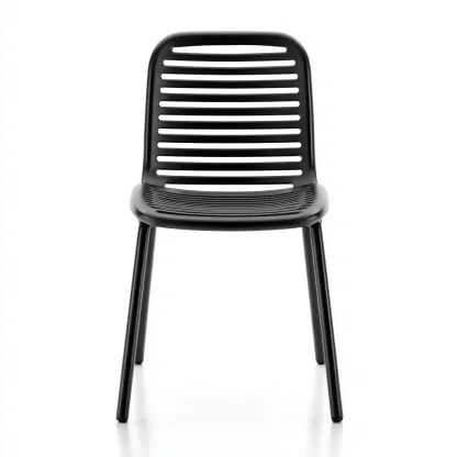 Silla de jardín - plástico - 49x54x81 cm - negro - con respaldo de lamas horizontales-Nestleure