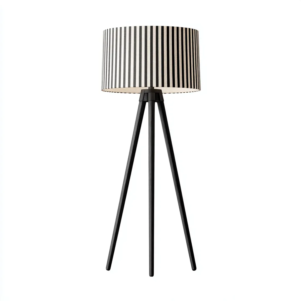 Lámpara de pie - metal - pantalla textil - 35x35x150 cm - negro-beige - estilo moderno-Nestleure