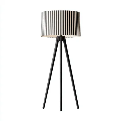 Lámpara de pie - metal - pantalla textil - 35x35x150 cm - negro-beige - estilo moderno-Nestleure