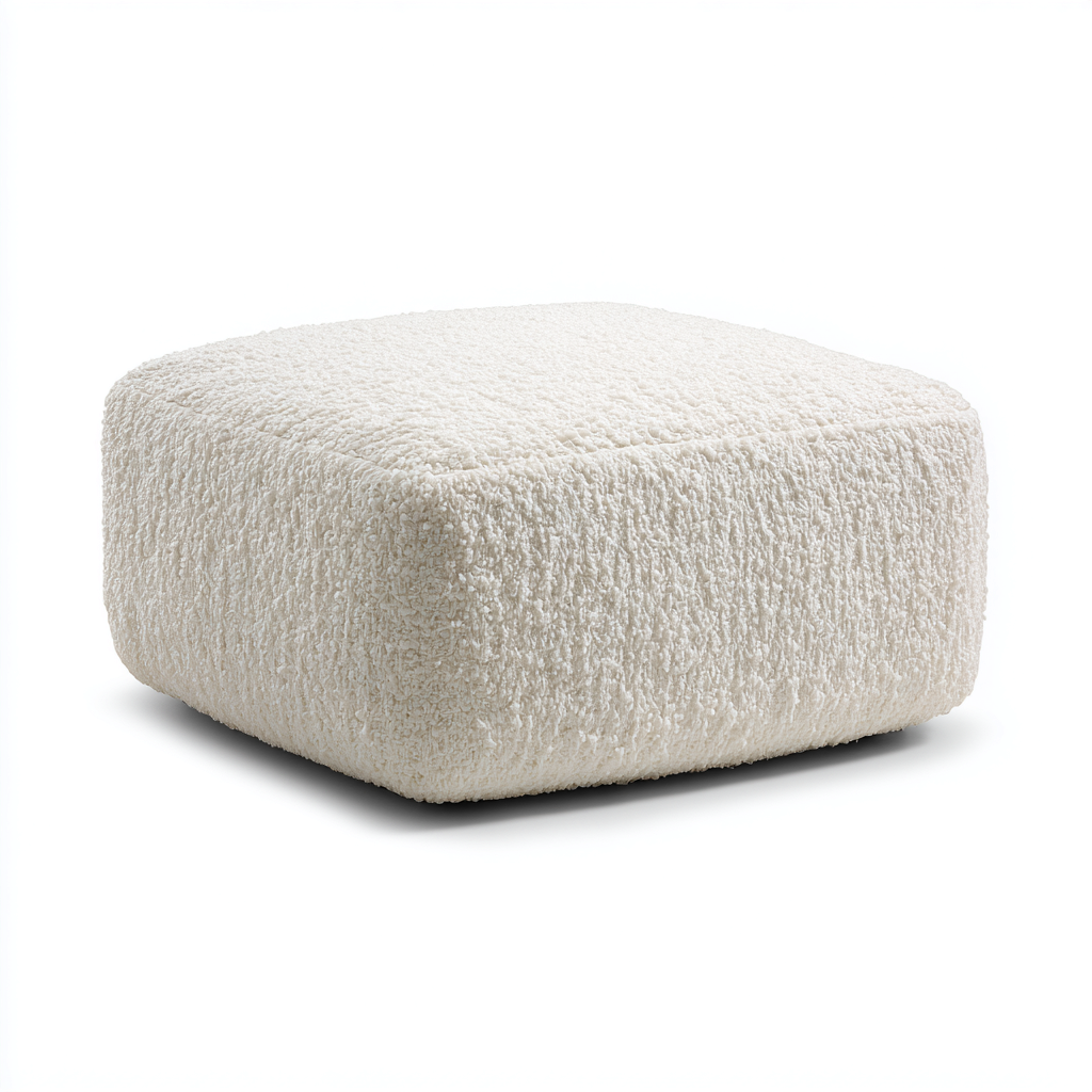 Reposapiés - borreguillo - 70x70x35 cm - blanco - diseño moderno-Nestleure