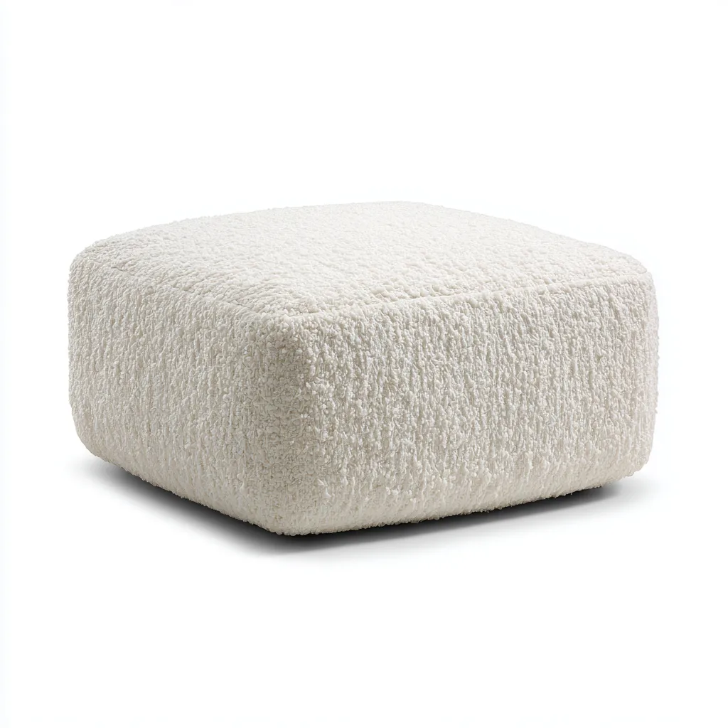 Reposapiés - borreguillo - 70x70x35 cm - blanco - diseño moderno-Nestleure