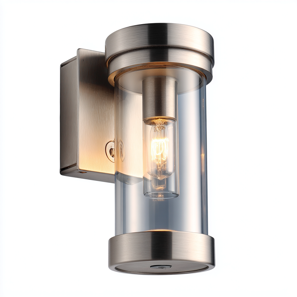 Apliques de pared - acero inoxidable - 17x11x24 cm - níquel cepillado - estilo contemporáneo-Nestleure