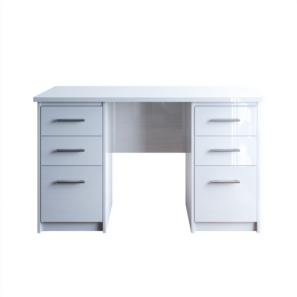 Mesa de oficina - madera - 160x70x75 cm - blanco - moderno - con doble cajonera de 3 niveles-Nestleure