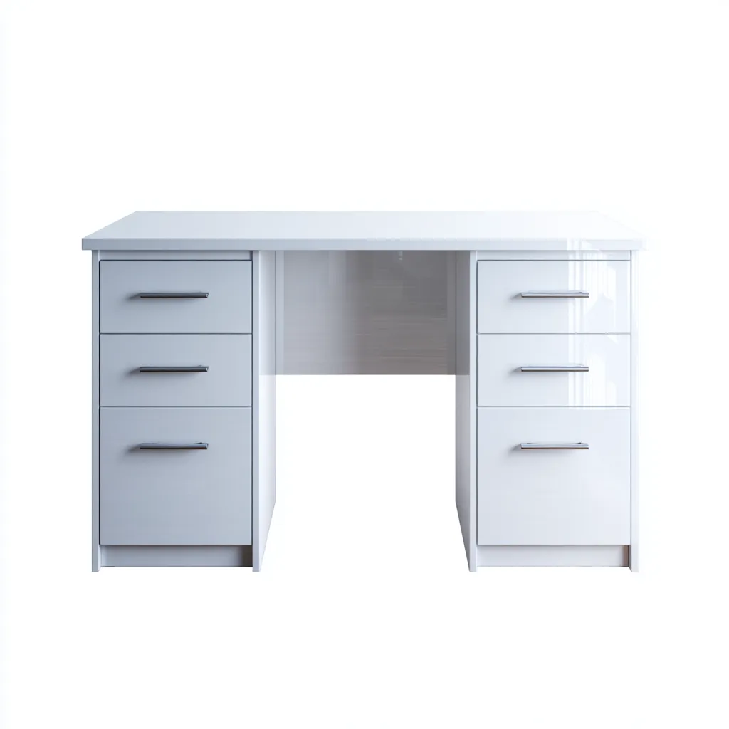 Mesa de oficina - madera - 160x70x75 cm - blanco - moderno - con doble cajonera de 3 niveles-Nestleure