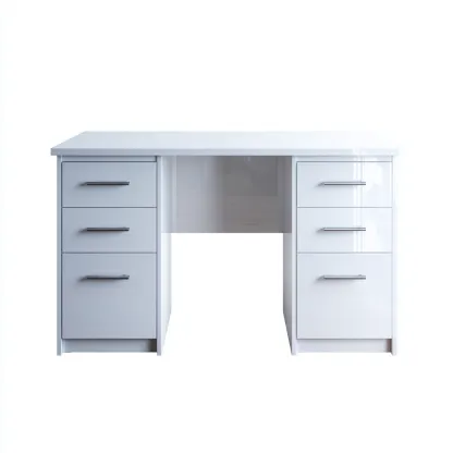 Mesa de oficina - madera - 160x70x75 cm - blanco - moderno - con doble cajonera de 3 niveles-Nestleure