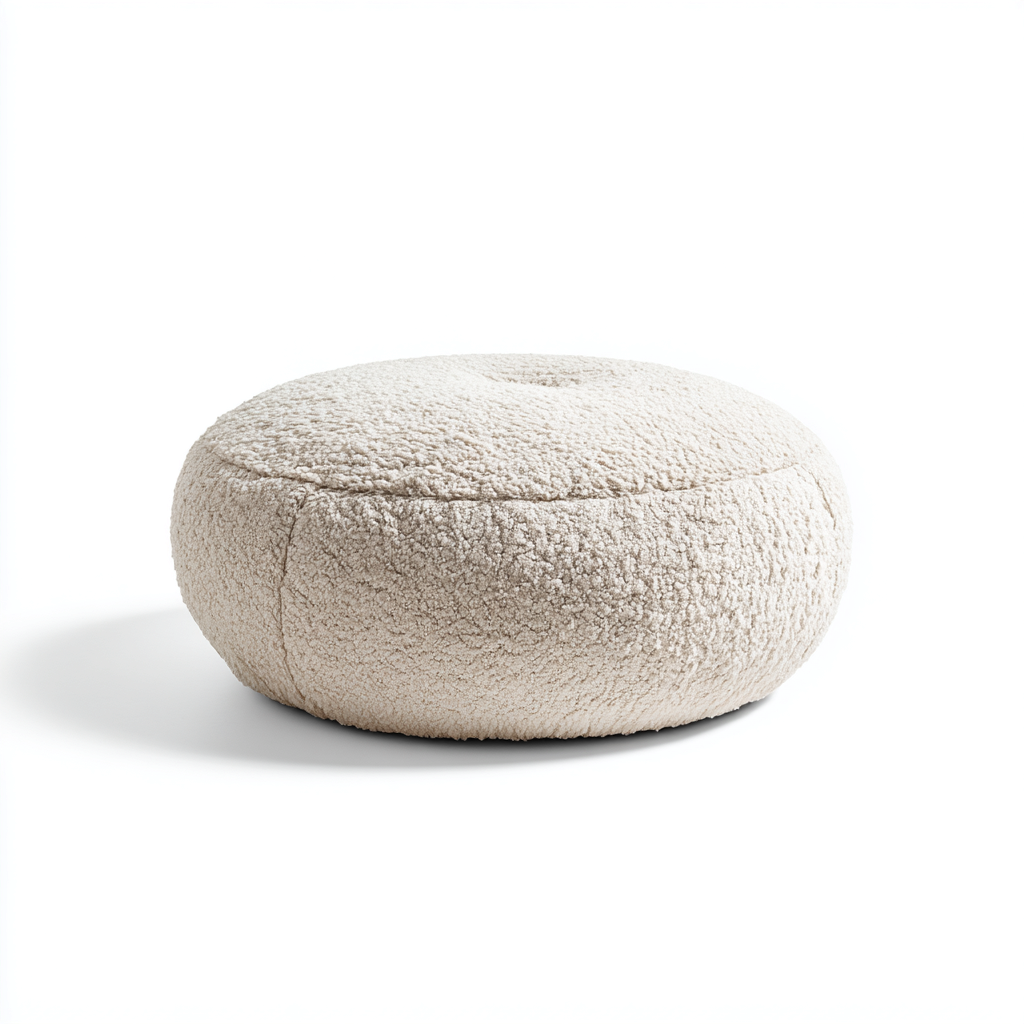 Reposapiés - borreguillo - 60x60x35 cm - beige - diseño moderno-Nestleure