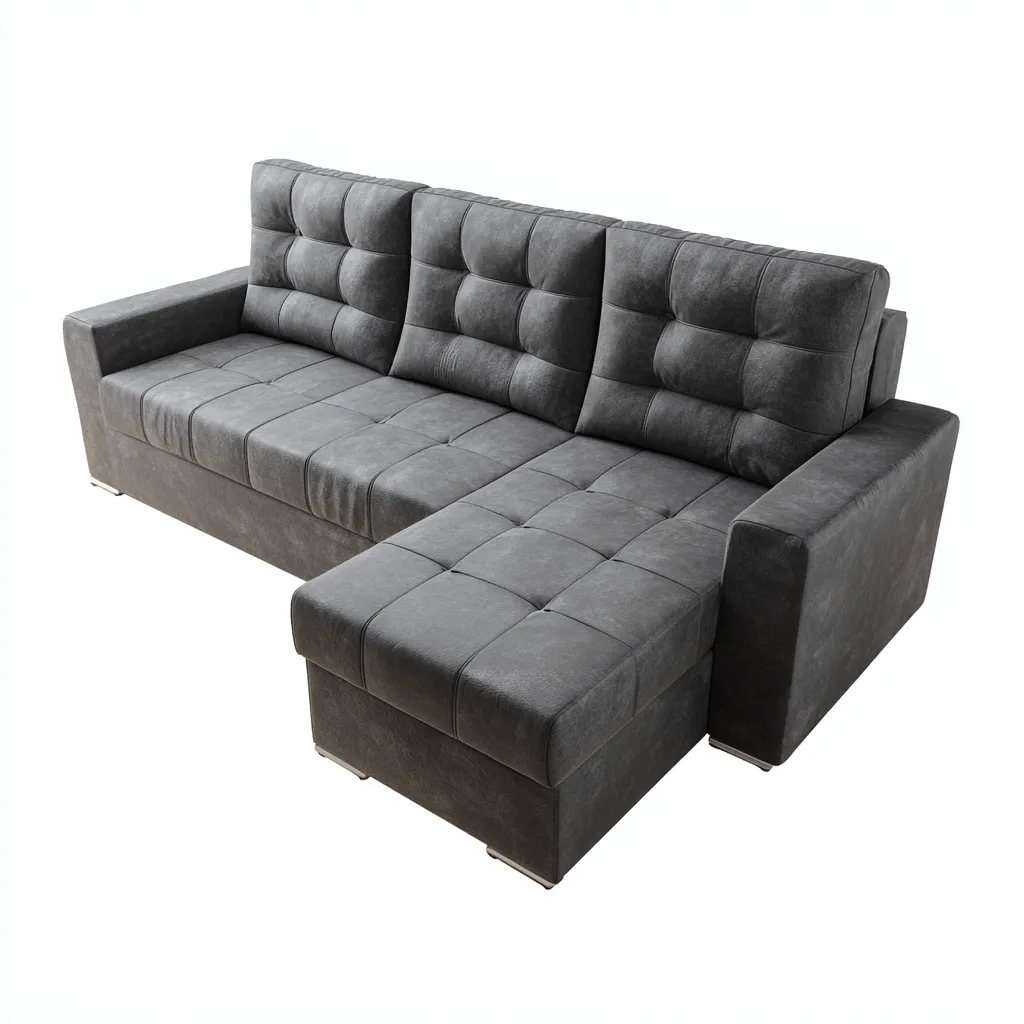 Sofá rinconero - piel sintética - 270x180x85 cm - gris oscuro - diseño moderno para salón-Nestleure