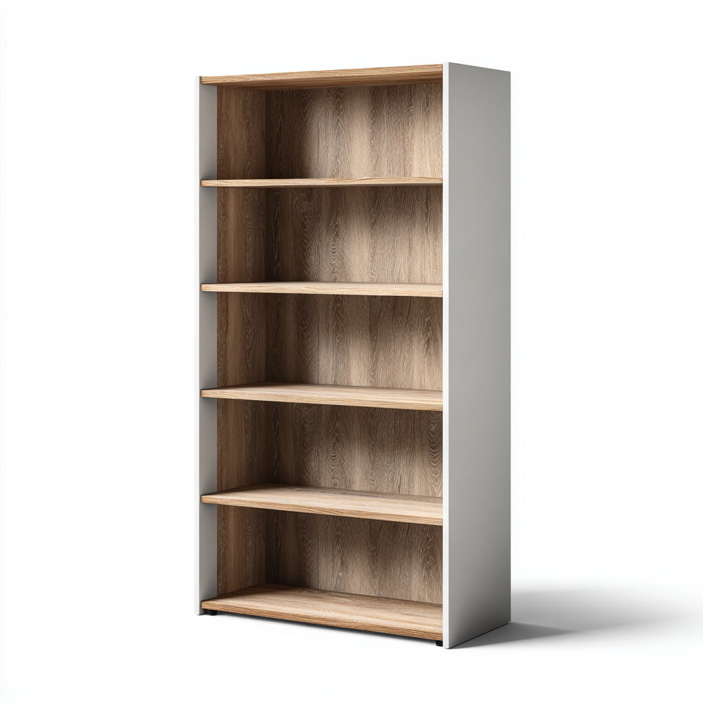 Estantería - madera - 80x35x190 cm - blanco-roble - estilo moderno-Nestleure