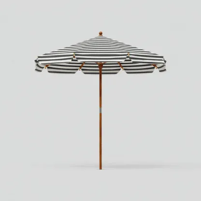 Sombrilla de jardín - madera-poliéster 250x250x250 cm - rayas negro-blanco - estilo clásico náutico-Nestleure