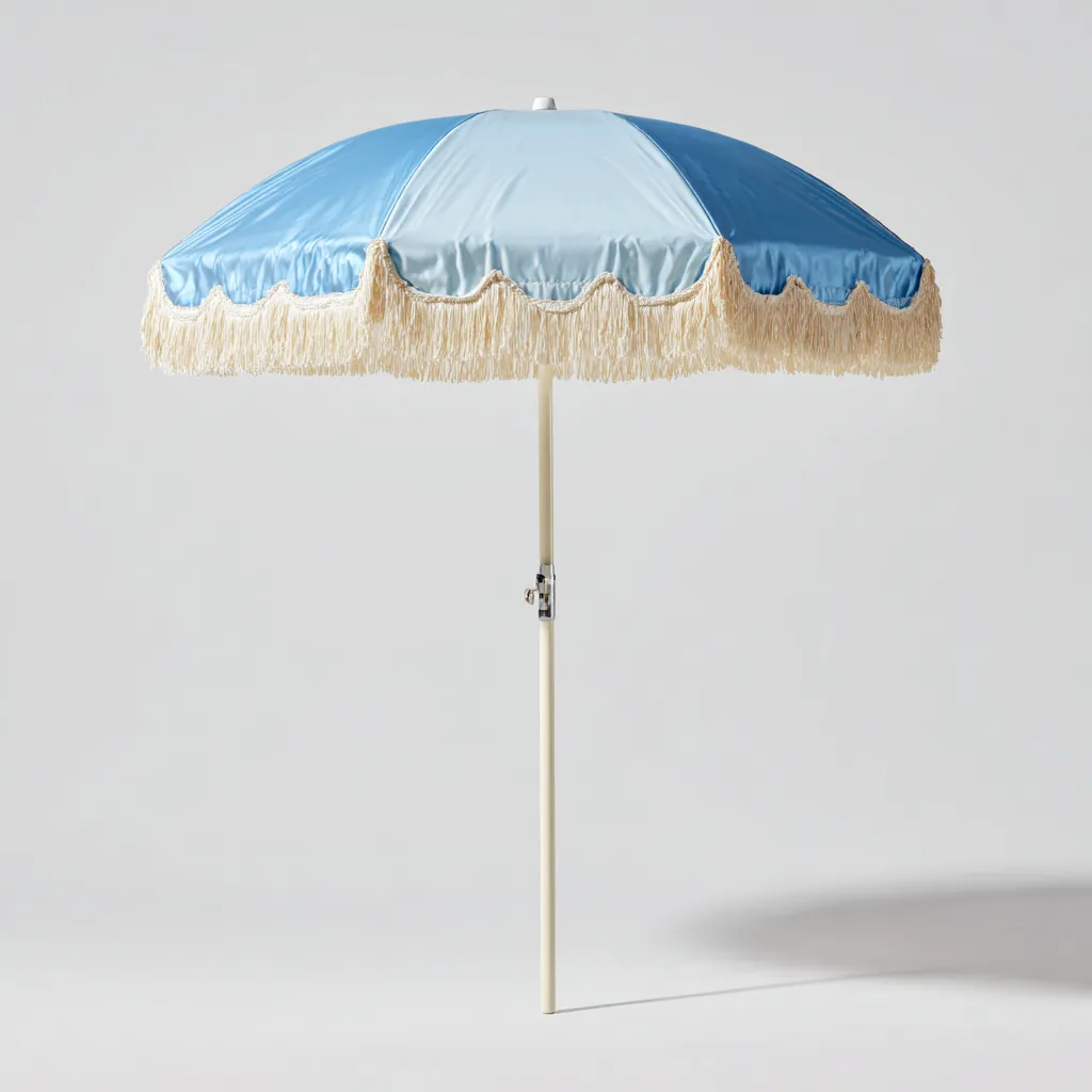 Sombrilla de jardín - tela-metal - 190x190x225 cm - azul - estilo retro costero-Nestleure