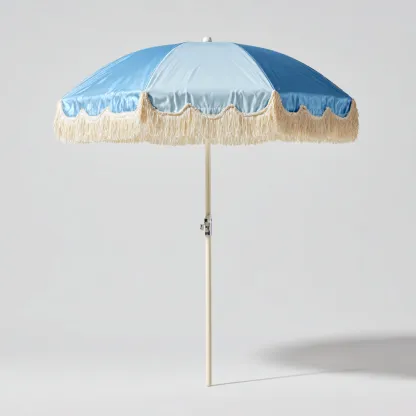 Sombrilla de jardín - tela-metal - 190x190x225 cm - azul - estilo retro costero-Nestleure