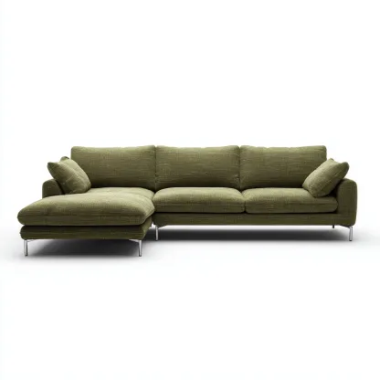 Sofá rinconero - tela - 270x180x85 cm - verde oliva - estilo contemporáneo para salón-Nestleure