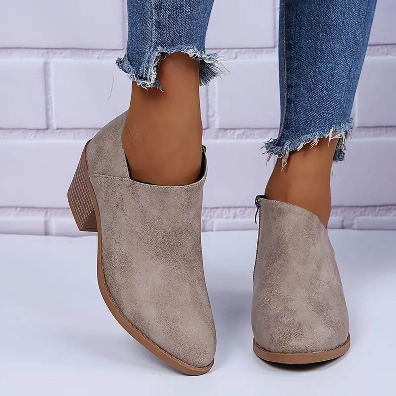 Caqnni Women's Low-heeled Ankle Boots-Warm Womens Shoes Knee High Fashion Christmas Jungle Boots Winter Womens Boots (9,Khaki)