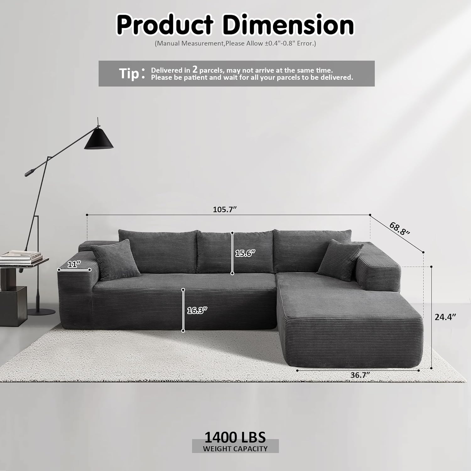 💥Last Day $39.99! 🔥Minimalist L-Shape Couch