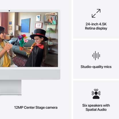 24-inch iMthtac with Retina 4.5K display: Apthtple M4 chip with 8-core CPU and 8‑core GPU, 256GB SSD - Silver