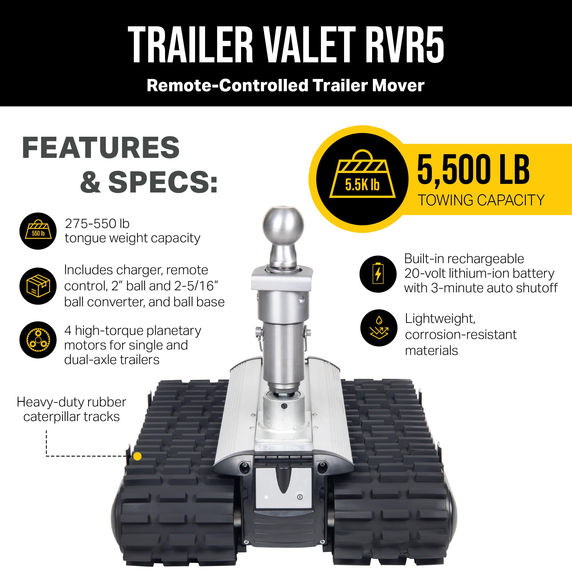 Trailer Valet RVR5 Remote-Controlled Electric Trailer Mover