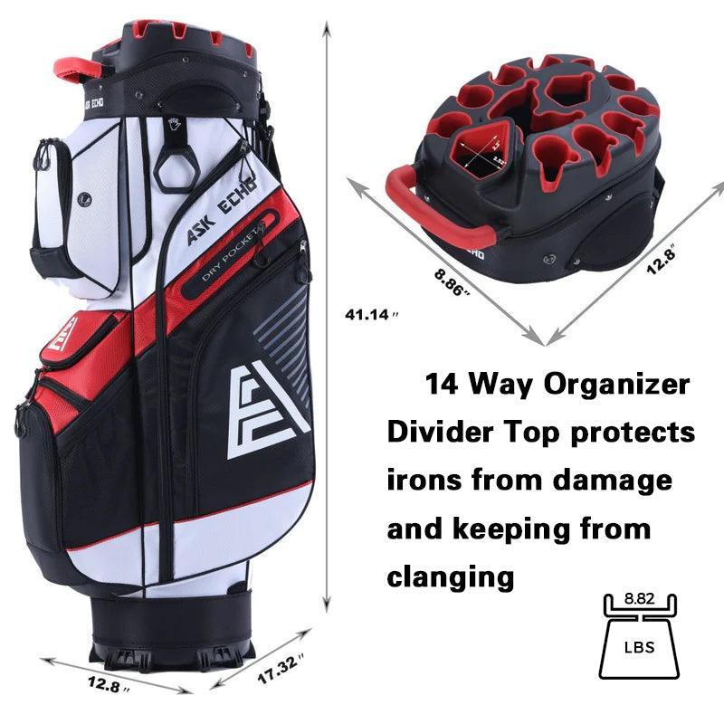 STRIKE-X Golf Cart Bag – 14-Way Quiet Divider and Anti-Twist Locking System