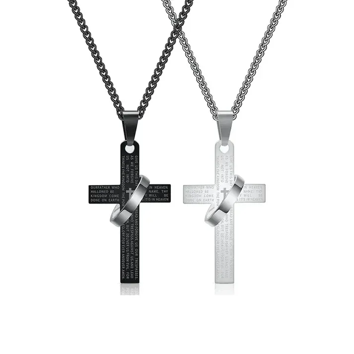 Collar alianza de Fe - Cruz con padre nuestro en español - (Promoción limitada: Paga 1 lleva 2)