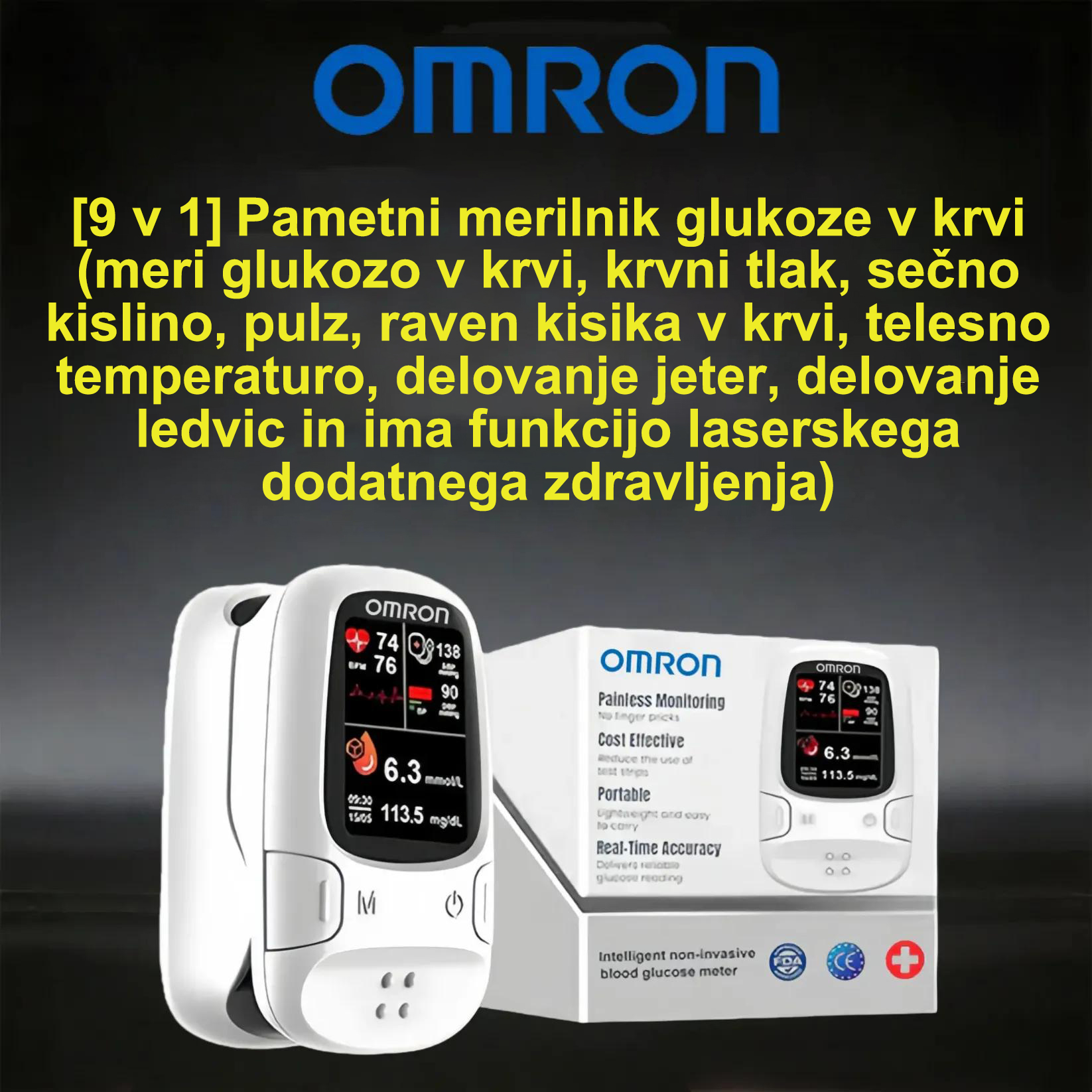 🔥Omron™ predstavlja nov neinvazivni pametni merilnik glukoze v krvi za leto 2026 🔥Izdelano v ZDA🔥