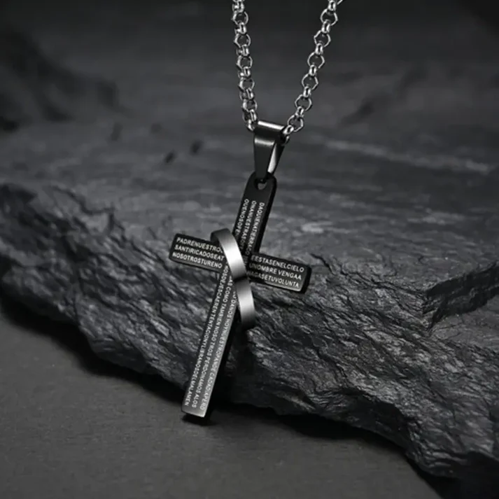 Collar alianza de Fe - Cruz con padre nuestro en español - (Promoción limitada: Paga 1 lleva 2)