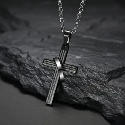 Collar alianza de Fe - Cruz con padre nuestro en español - (Promoción limitada: Paga 1 lleva 2)