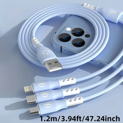 1個/3個セット 66W 3-in-1高速充電USB充電ケーブル、超高速データ同期コード、3、28.65メートル柔軟耐久性ケーブル、≤36V動作電圧、50-80W出力