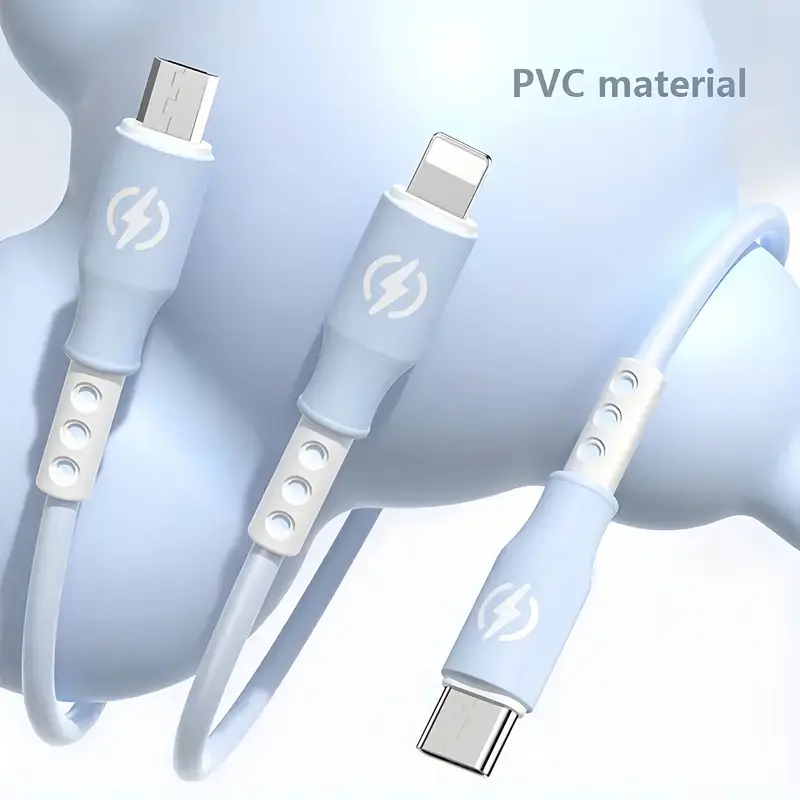 1個/3個セット 66W 3-in-1高速充電USB充電ケーブル、超高速データ同期コード、3、28.65メートル柔軟耐久性ケーブル、≤36V動作電圧、50-80W出力