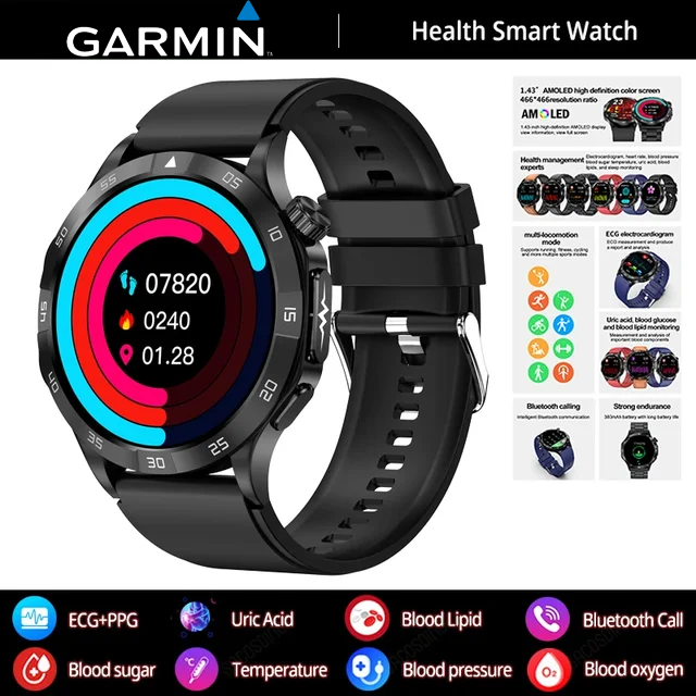 Garmin AI pametna ura za medicinsko diagnostiko ⌚️ Nova različica 2025! Podpira pametne meritve EKG + PPG ter natančno spremlja raven krvnega sladkorja, maščob in sečne kisline – vaše zdravje na eni uri 🏃‍♂️