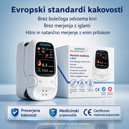 🩸 Glukometer brez prebadanja – Siemens | Brezbolečno spremljanje glukoze doma 📊