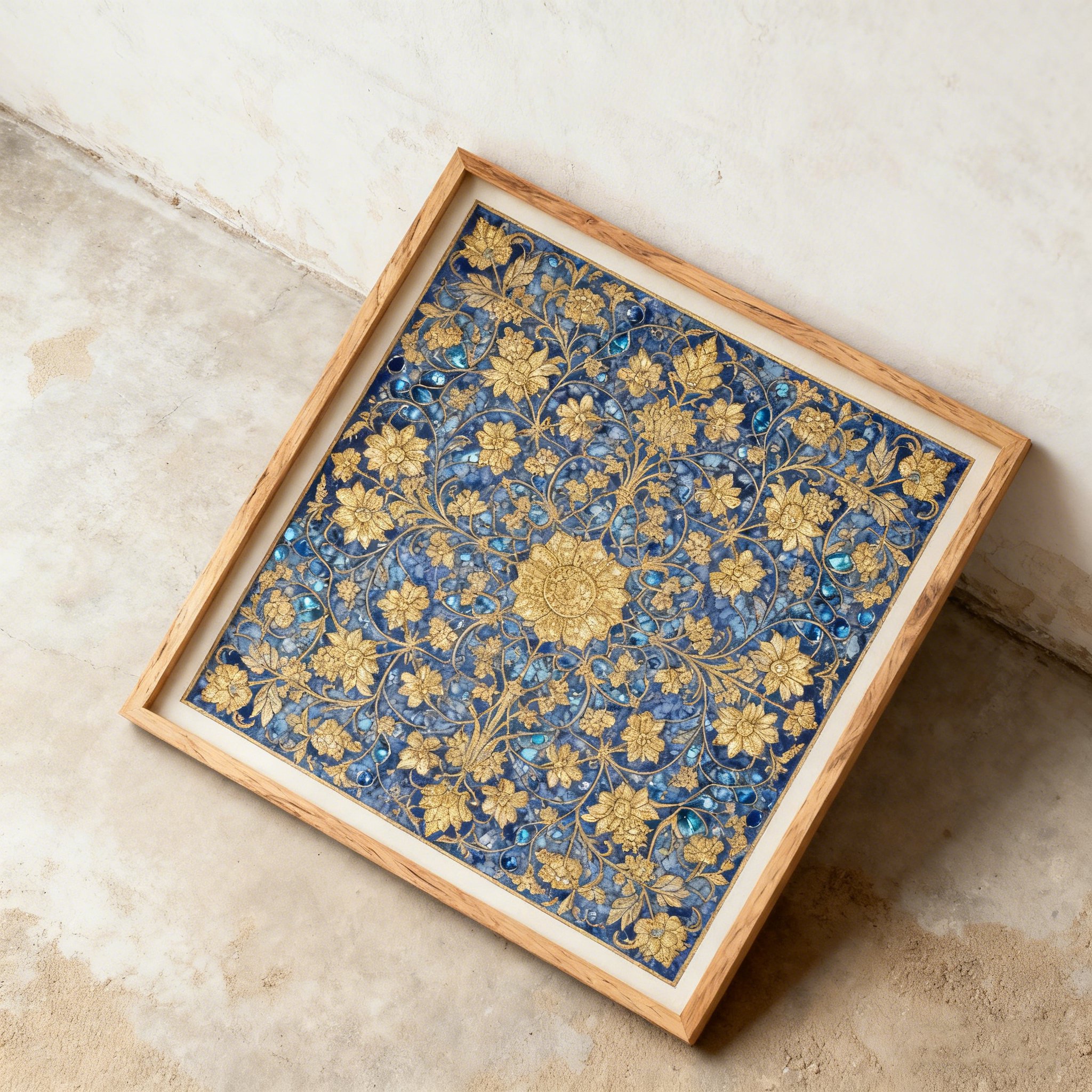 Eleg&aacute;ns arany mint&aacute;s fali dekor&aacute;ci&oacute; k&eacute;k alapon