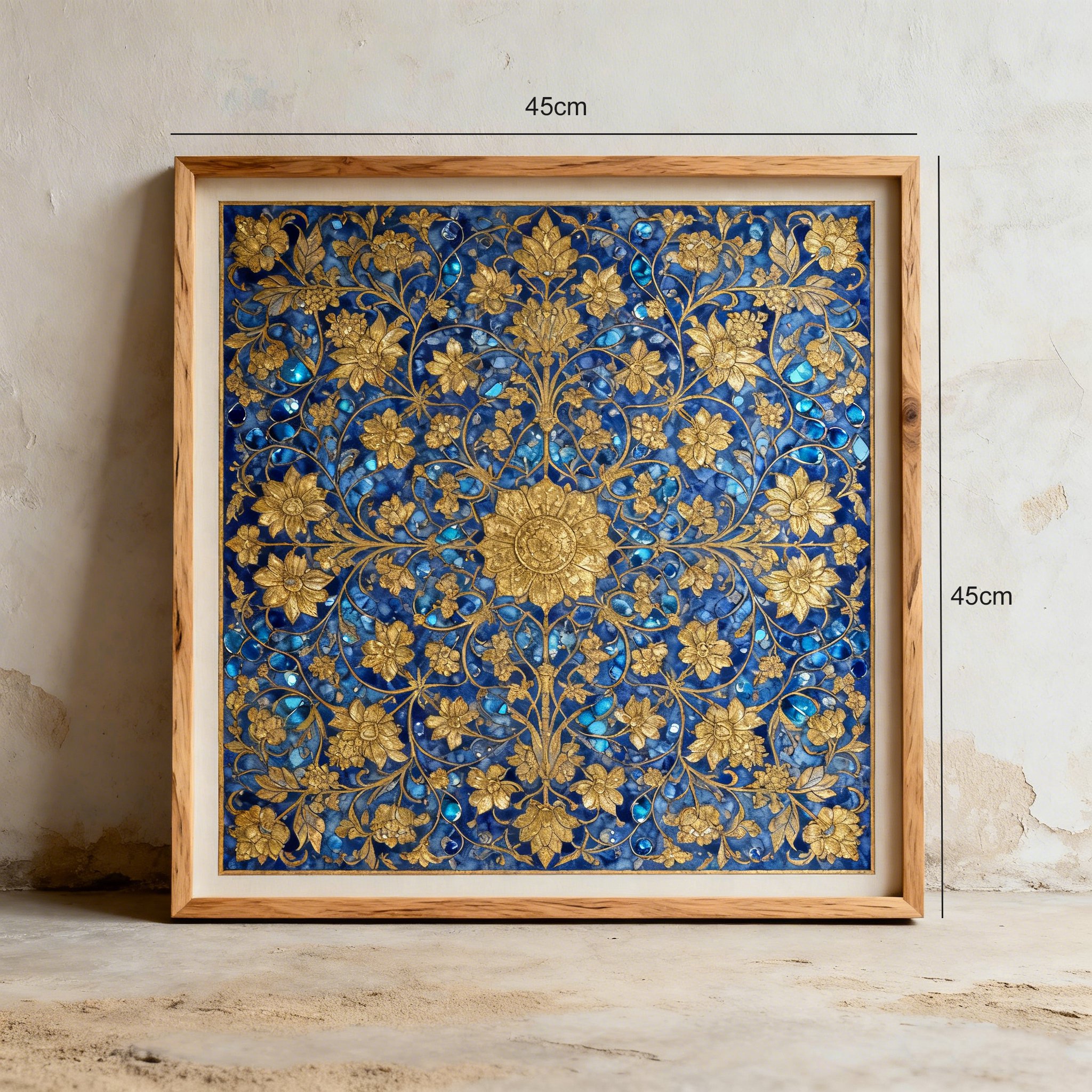 Arany mint&aacute;s falfestm&eacute;ny k&eacute;k h&aacute;tt&eacute;ren modern lak&aacute;sdekor&aacute;ci&oacute;