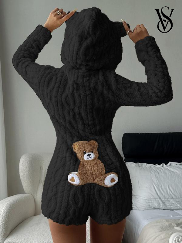 🔥Hot Sale 49% OFF - 🧸Victoria's Secretlogo-Women's Cute Teddy Bear Embroidered Hooded Fleece Sweatshirt