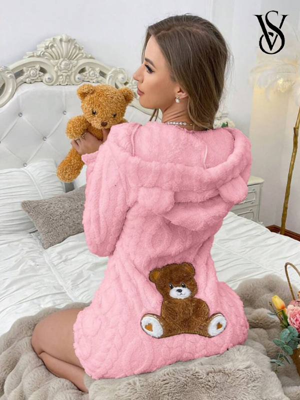🔥Hot Sale 49% OFF - 🧸Victoria's Secretlogo-Women's Cute Teddy Bear Embroidered Hooded Fleece Sweatshirt