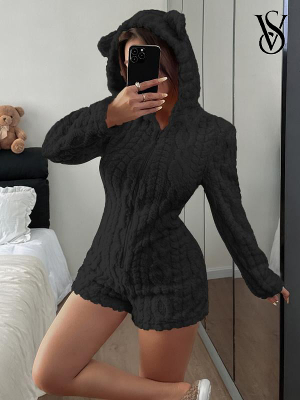 🔥Hot Sale 49% OFF - 🧸Victoria's Secretlogo-Women's Cute Teddy Bear Embroidered Hooded Fleece Sweatshirt