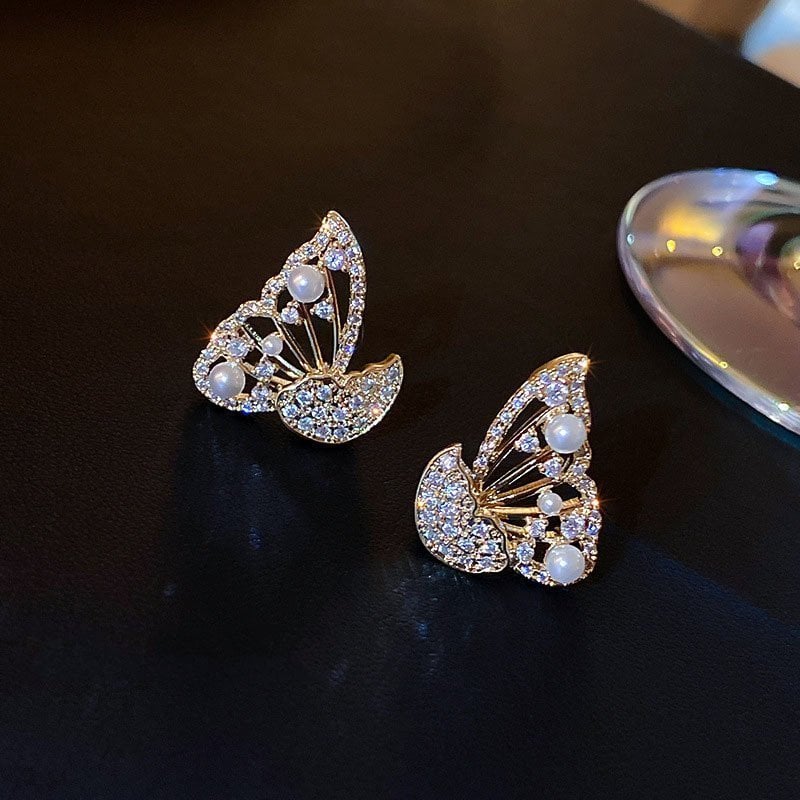 LAST DAY 49% OFF🌹Sparkling Diamond Butterfly Earrings (Detachable two wear)🦋