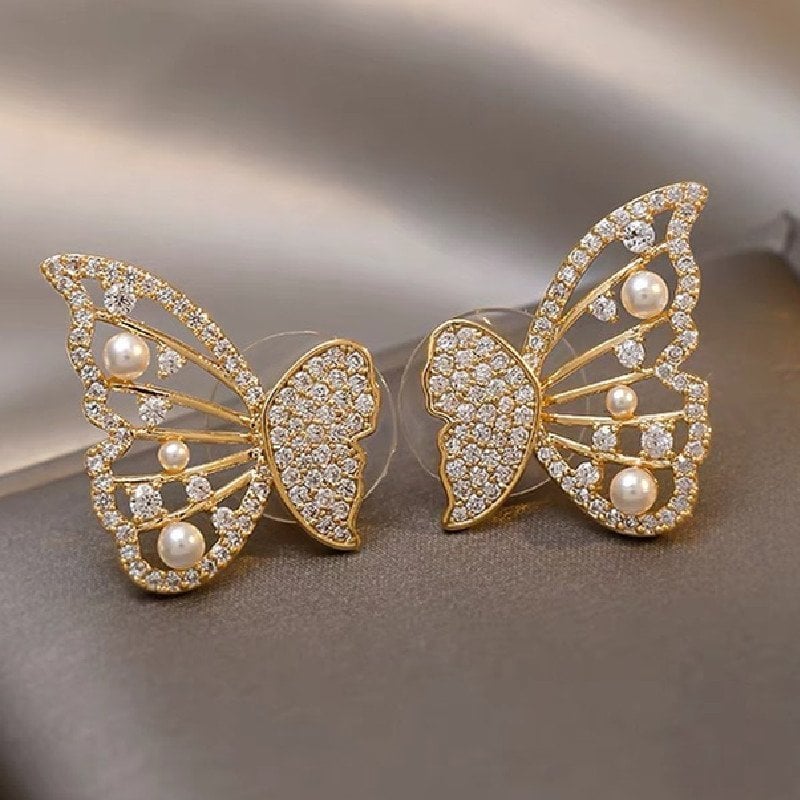 LAST DAY 49% OFF🌹Sparkling Diamond Butterfly Earrings (Detachable two wear)🦋