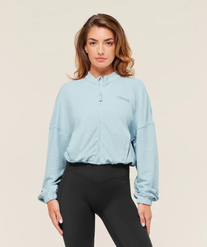 Waffle Midi Zip Up Jacket