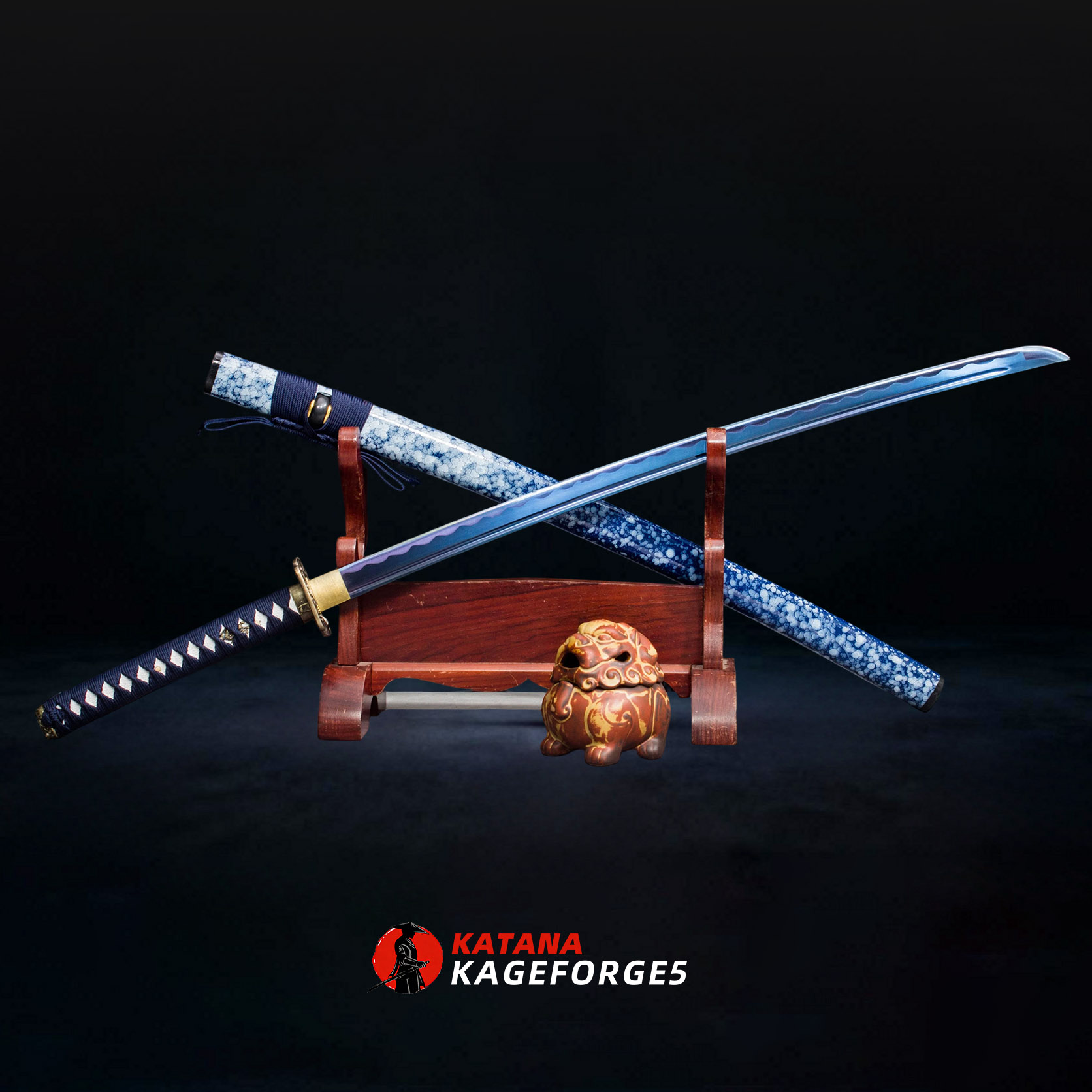 Blue Moondrop – Water Element Katana Sword-KAGEFORGE5