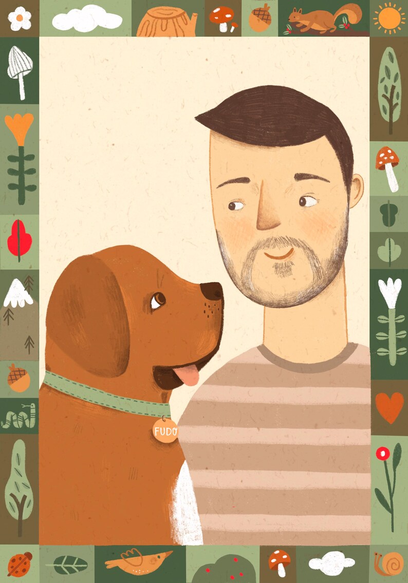 Personalized Hand-Drawn Portrait – Close-Up Illustration – High-Quality Print
