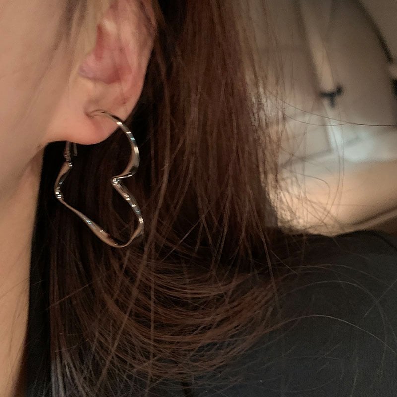 Large Geometric Heart Hoop Earrings For Women Girls gift