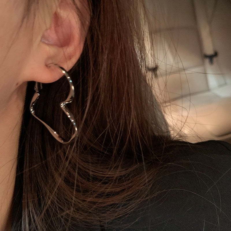 Large Geometric Heart Hoop Earrings For Women Girls gift