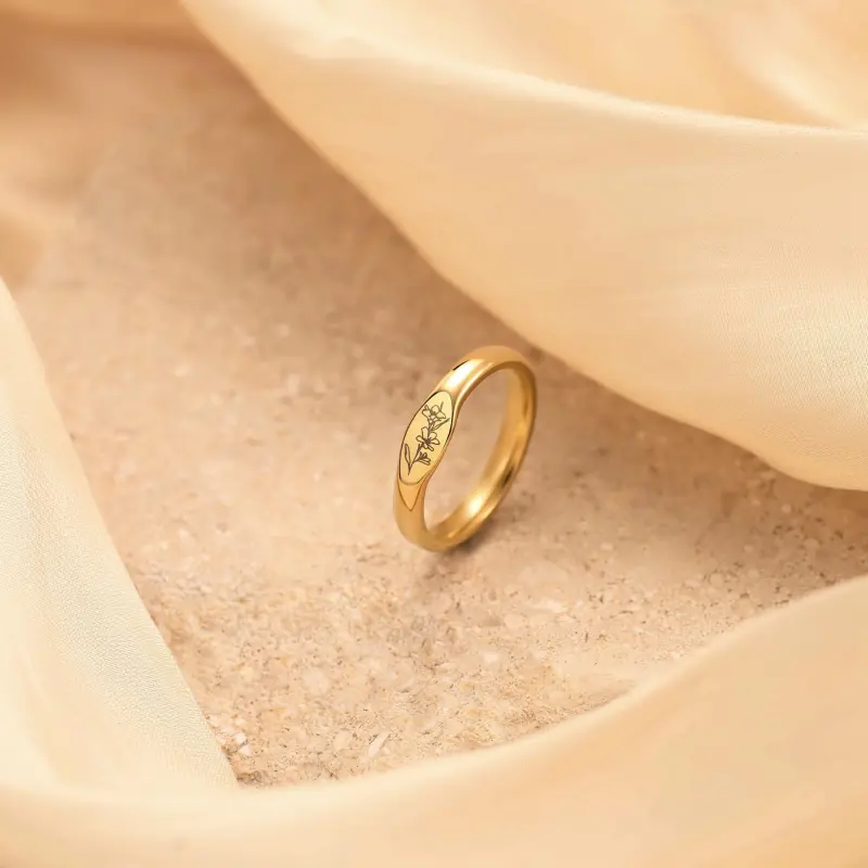 Personalized Birth Flower Ring