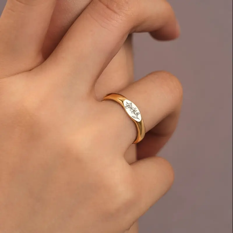 Personalized Birth Flower Ring