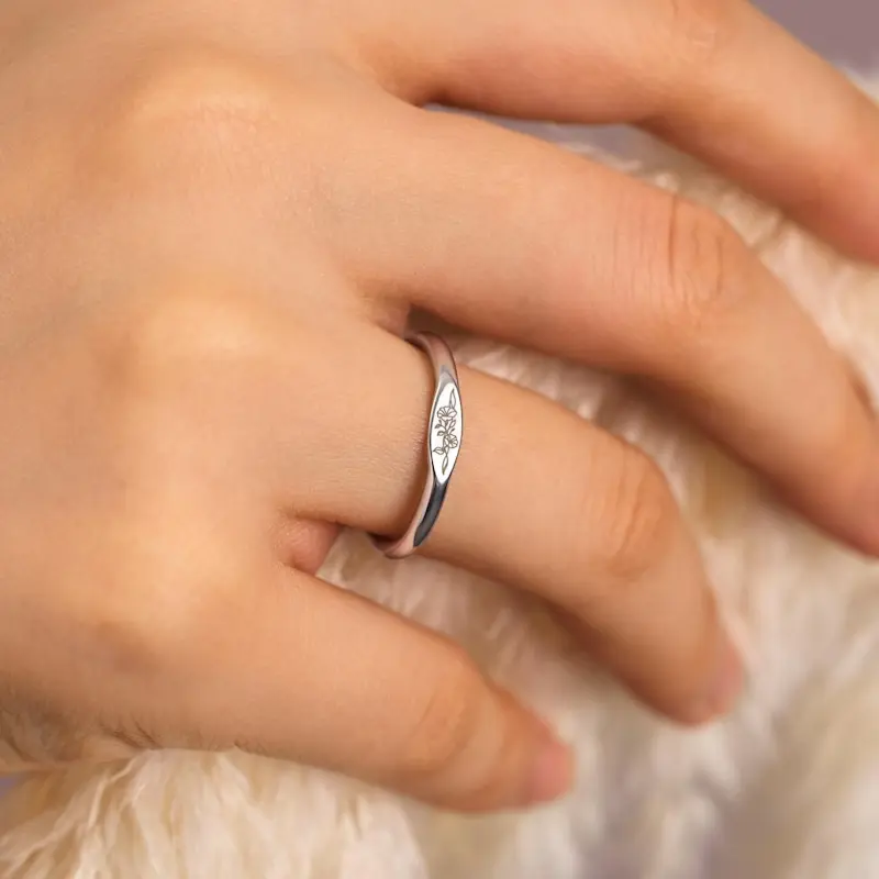 Personalized Birth Flower Ring
