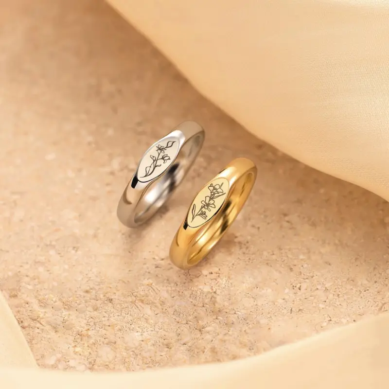 Personalized Birth Flower Ring