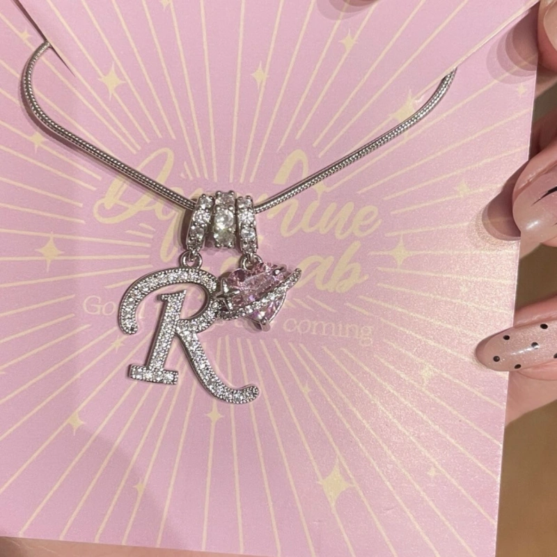 Personalized Initial Zircon Silver Necklace– Birthday Gift, Valentine's Day Gift